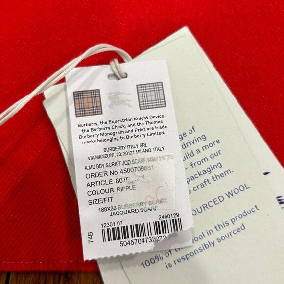 Burberry Logo Jacquard Wool Silk Scarf - Picture 4 of 7